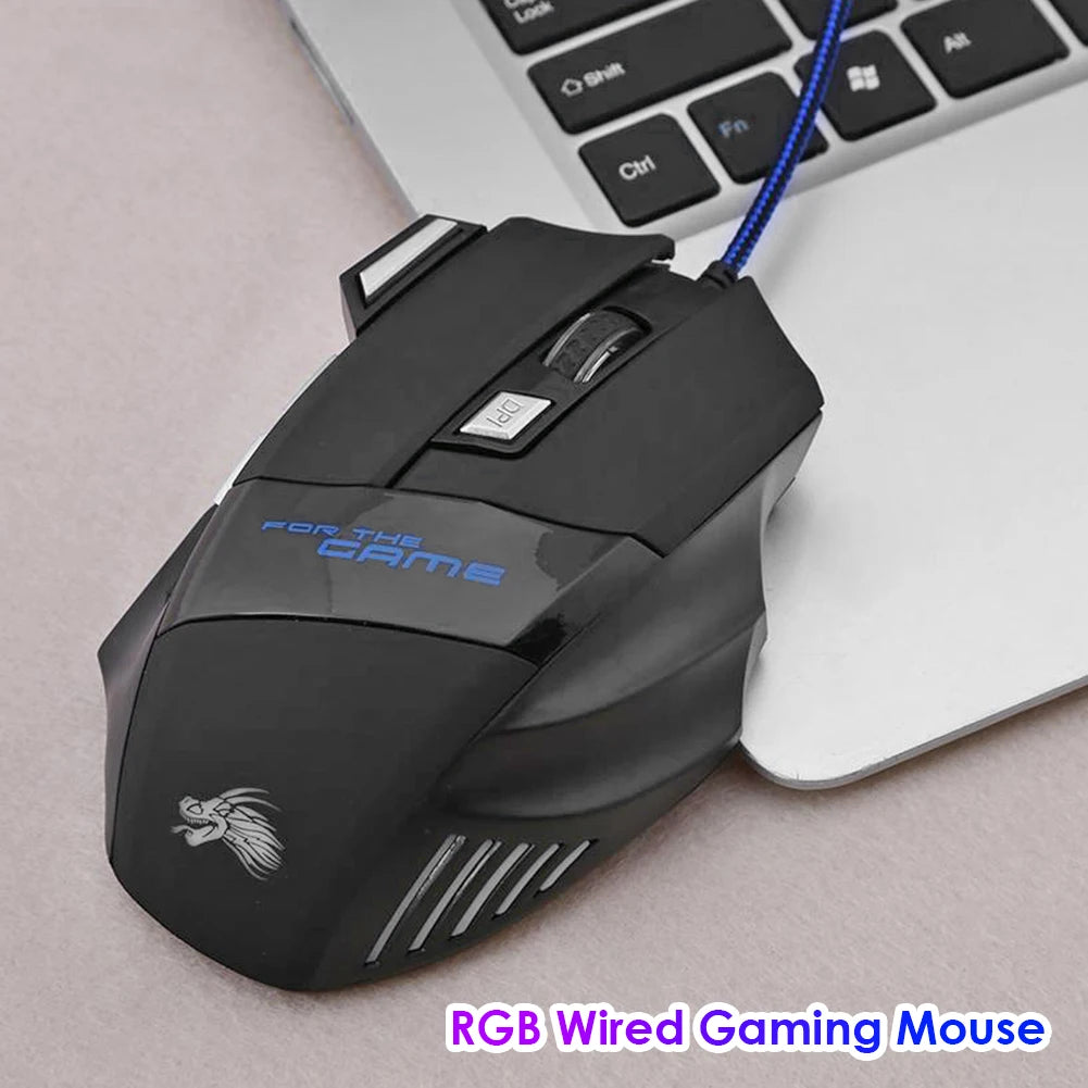 5500 DPI Adjustable Optical PC Gamer Mice Wired Gaming Mouse 7 Button Backlit Laptop Computer Ergonomic Mice Silent