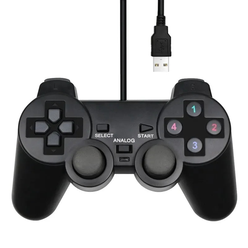 USB PC Wired Game Controller Gamepad For WinXP/Win7/8/10 Joypad For PC Windows Computer Laptop Black Game Joystick