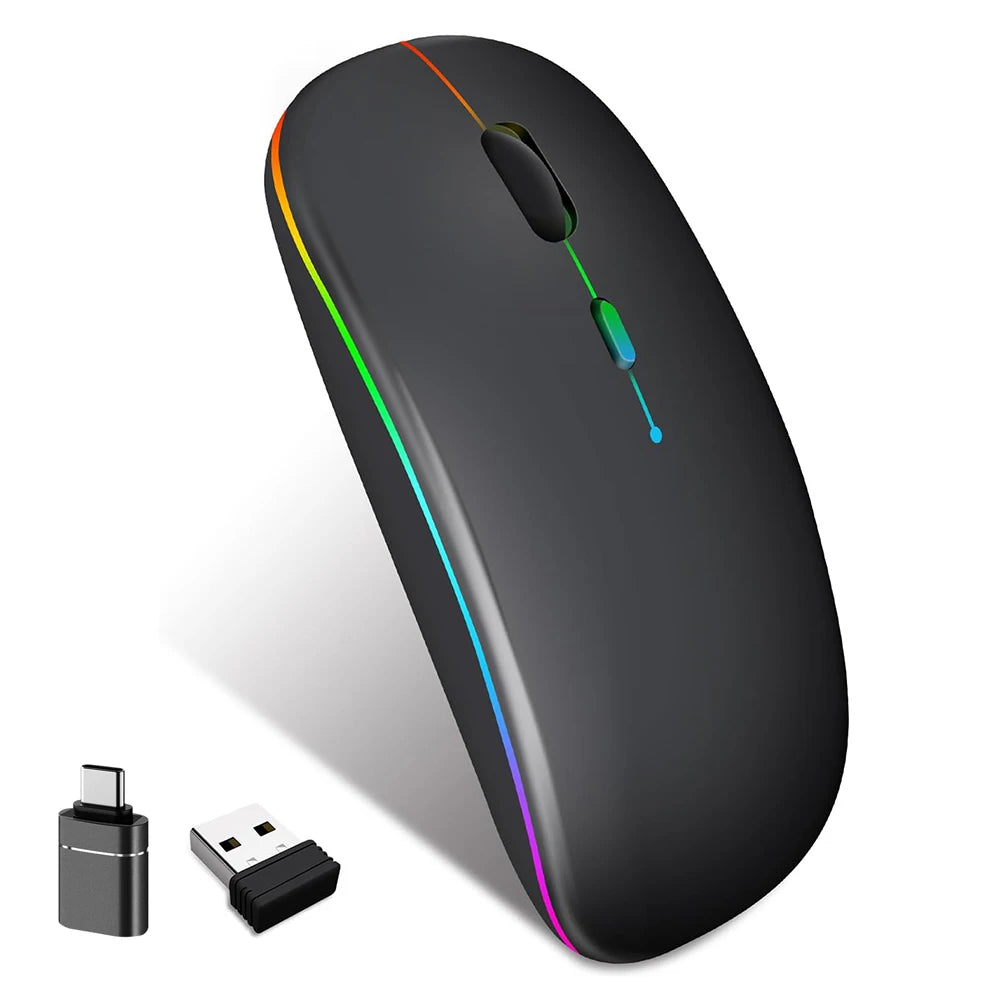 Dual Mode Bluetooth-Compatible 2.4G Wireless Mouse Type-C Rechargeable Silent Wireless Mouse Backlight Mice for Tablet Laptop PC