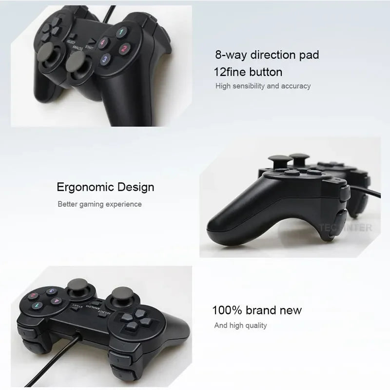 USB PC Wired Game Controller Gamepad For WinXP/Win7/8/10 Joypad For PC Windows Computer Laptop Black Game Joystick
