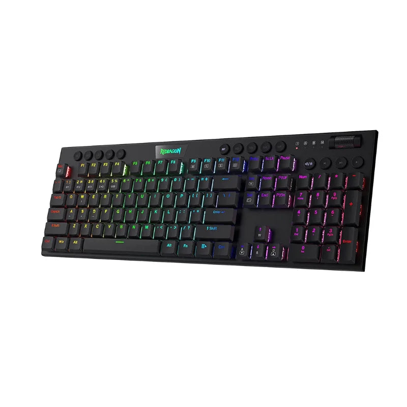 Redragon K618 Horus Wireless RGB Mechanical Keyboard, Bluetooth/2.4Ghz/Wired Tri-Mode Low Profile Gaming Keyboards