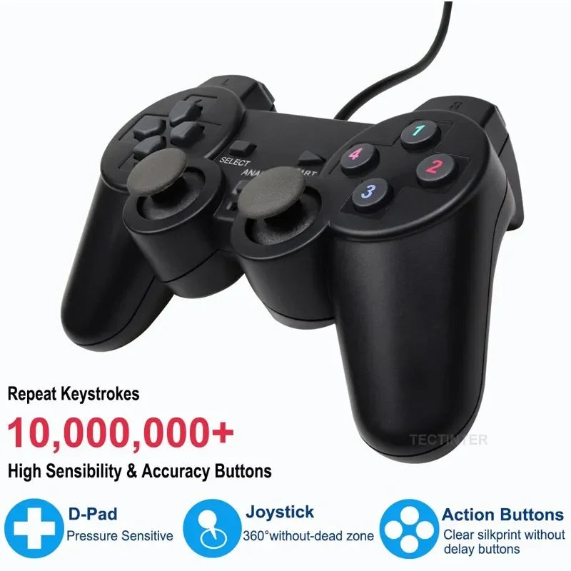 USB PC Wired Game Controller Gamepad For WinXP/Win7/8/10 Joypad For PC Windows Computer Laptop Black Game Joystick