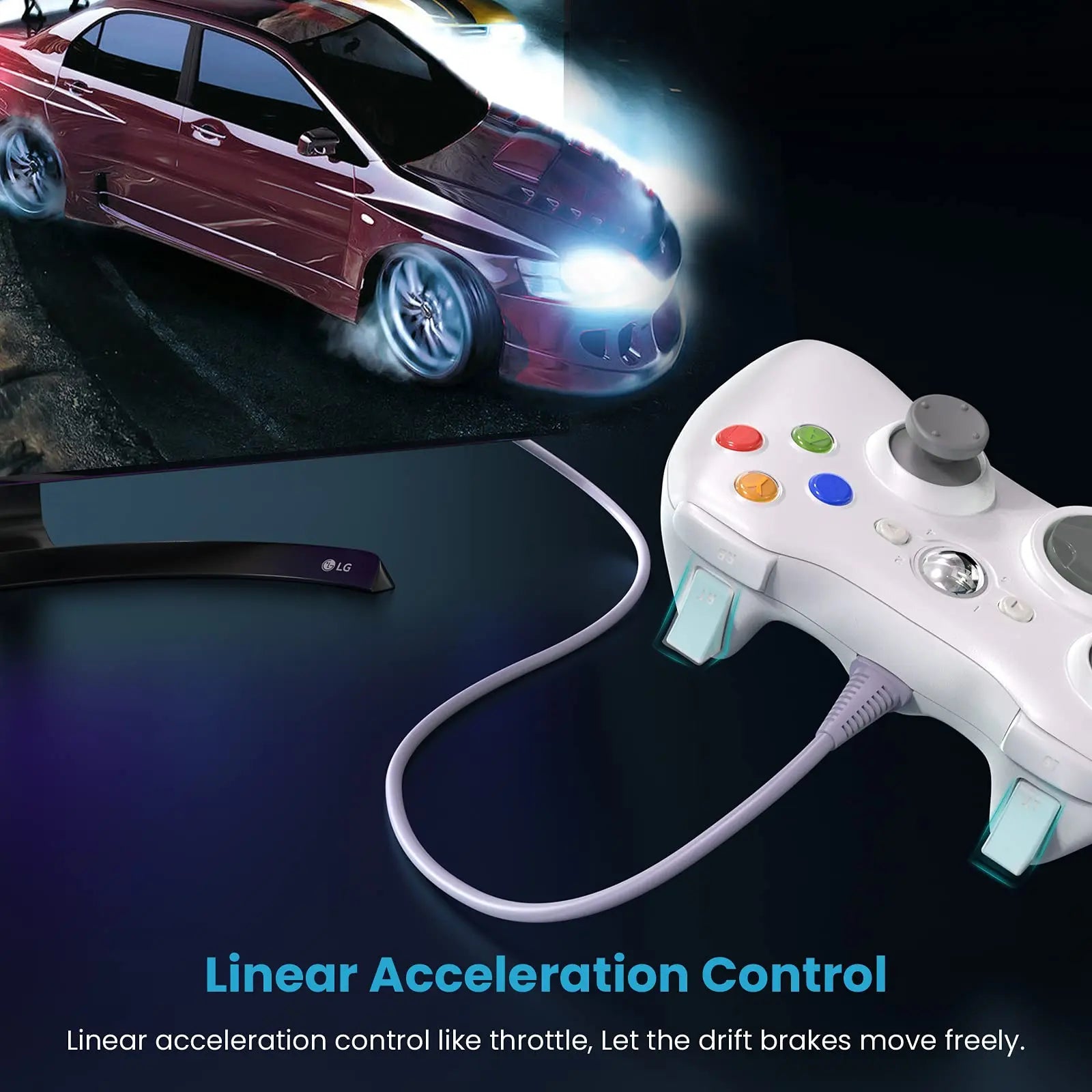 Wired Controller For Xbox 360, Game Controller Dual-Vibration Turbo Compatible With Xbox 360/360 Slim And Pc Windows 7,8,10,11